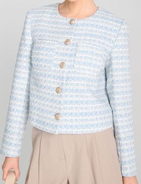 Blazer in tweed - blu pallido