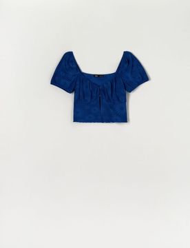 Crop top floreale - blu scuro