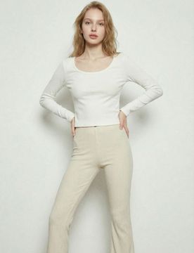 Blusa di cotone a maniche lunghe - panna