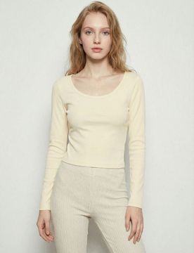 Blusa di cotone a maniche lunghe - giallo chiaro