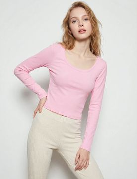 Blusa di cotone a maniche lunghe - rosa
