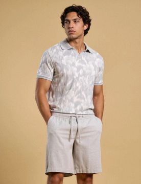 Pantaloncini con miscela di lino - grigio chiaro