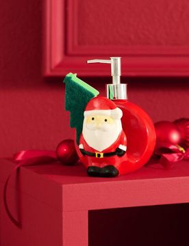 Dispenser di sapone natalizio a forma di Babbo Natale - rosso