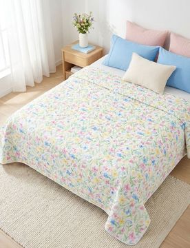 Copriletto con motivo floreale - multicolor
