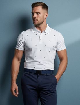 Polo con stampa all-over - bianco