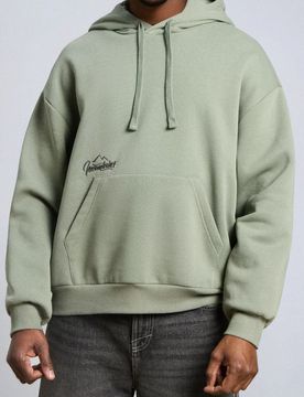 Felpa con cappuccio Comfort Fit con ricamo - verde chiaro