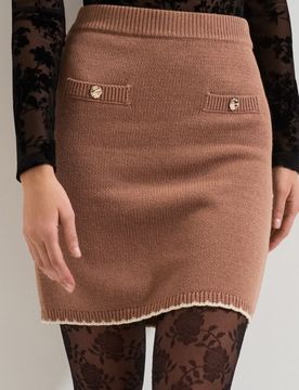 Gonna mini in maglia - caffè