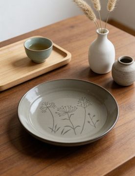 Ciotola con motivo vegetale - beige