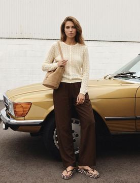 Cardigan traforato in cotone - nude
