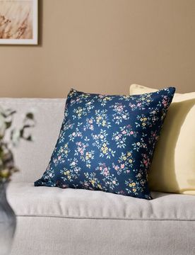 Federa per cuscino con motivo floreale - blu scuro