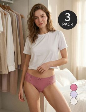 Slip brasiliani in pizzo confezione da 3 - multicolor