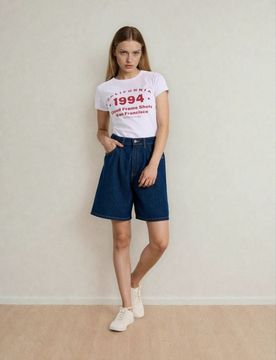 Bermuda in denim - steel blue