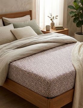 Lenzuolo con angoli con stampa leopardata - beige