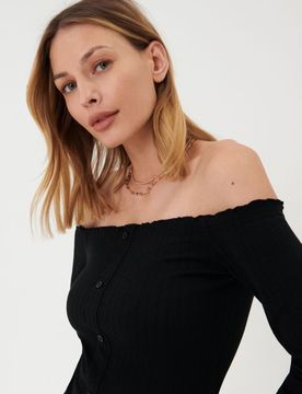 Mini vestito a spalle scoperte - nero