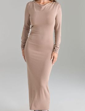 Vestito midi aderente - beige