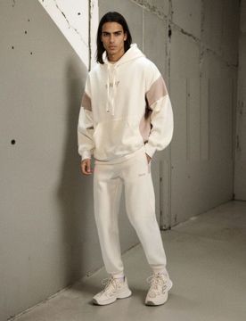 Pantaloni jogger in felpa - panna