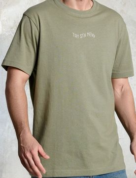 T-shirt in cotone con scritta - verde chiaro