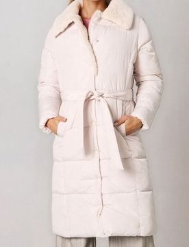 Cappotto con cintura da annodare in vita - panna