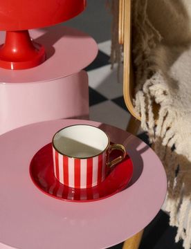 Tazza con piattino - rosa pastello