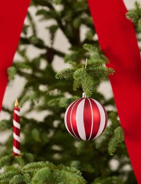 Palline di Natale a righe 6 pack - rosso