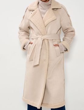 Cappotto con pelliccia sintetica - nude
