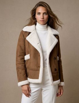 Giacca aviator in simil camoscio con pelliccia sintetica - marrone dorato
