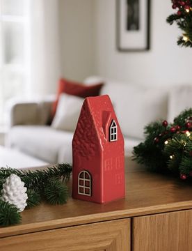 Decorazione natalizia a forma di casetta - rosso