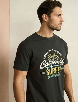 T-shirt in cotone con scritta California - grigio scuro
