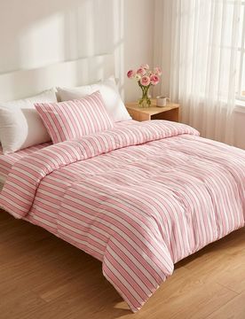 Set di biancheria da letto a righe - rosa