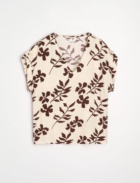 Blusa in viscosa stile camicia con bottoni decorativi - panna