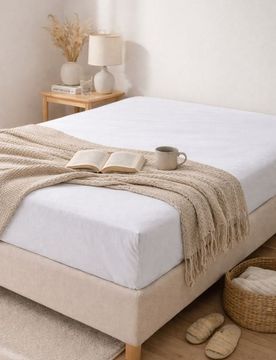 Lenzuolo con angoli in cotone in tessuto resistente - bianco