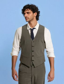 Gilet da completo a quadri - grigio scuro
