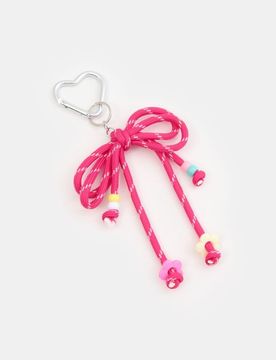 Portachiavi con cordino e perline - fucsia