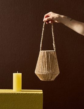 Lanterna intrecciata da appendere - beige