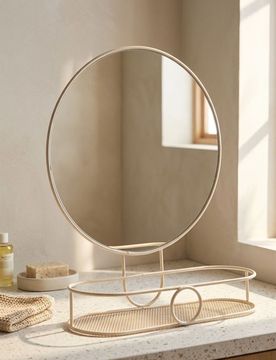Specchio con mensola - beige