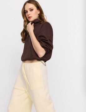 Pantaloni wide leg in maglia morbida con misto viscosa soft touch - giallo