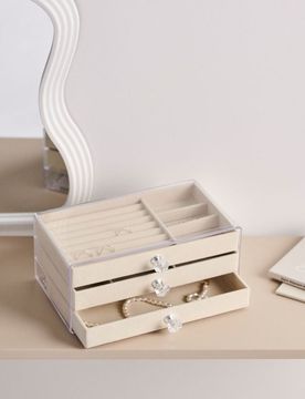 Scatola portagioie con cassetti - beige