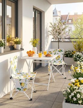 Sedia da giardino pieghevole con motivo di limoni - giallo
