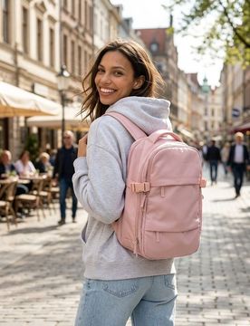 Zaino da viaggio con scomparto per laptop - rosa pastello