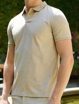 Polo con stampa all-over - beige