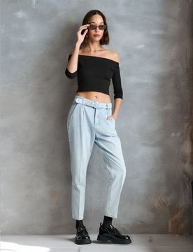 Sinsay - Jeans con cintura - blu