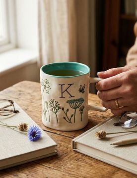 Tazza con design dipinto a mano - verde fresco