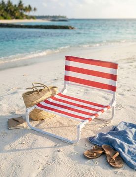 Lettino da spiaggia a righe - rosso