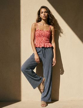 Pantaloni straight leg a righe - multicolor
