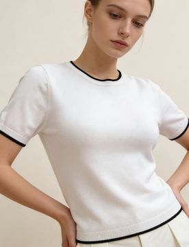 Blusa in maglia con viscosa - bianco