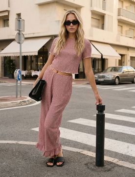 Pantaloni a gamba dritta a quadri - multicolor