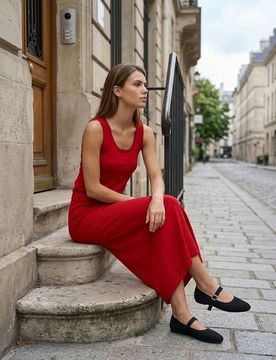 Maglione basic con spalline - rosso