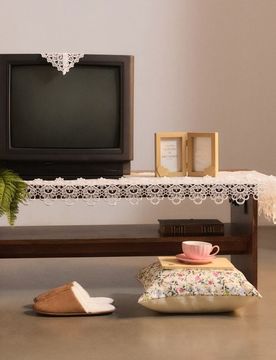 Fodera per cuscino con motivo floreale - panna