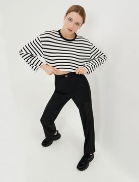 Sinsay - Crop top a righe - nero