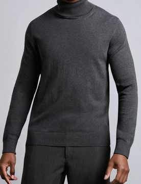 Maglione classico con collo alto - grigio scuro